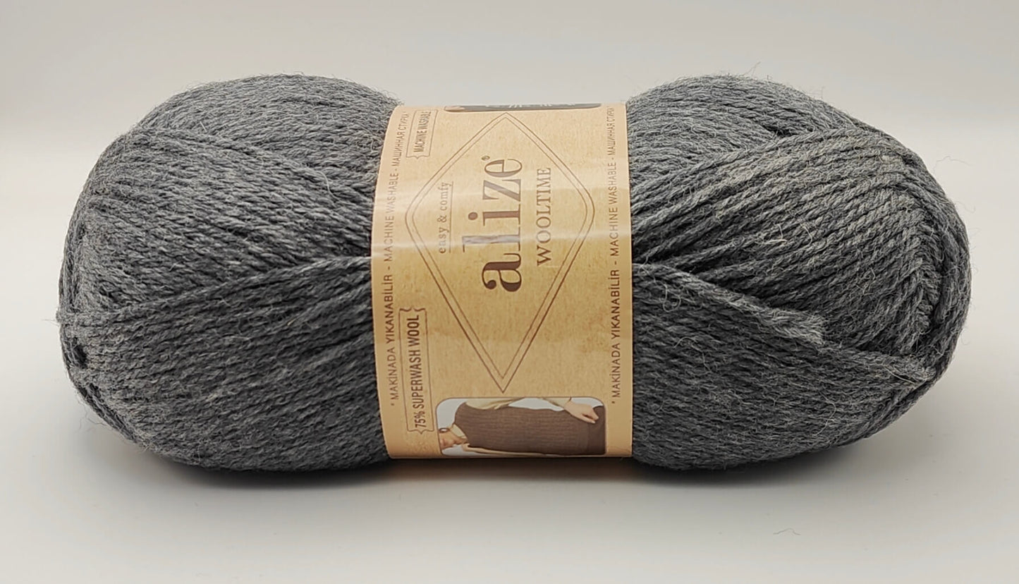 Alize Wooltime tummanharmaa neulelanka.