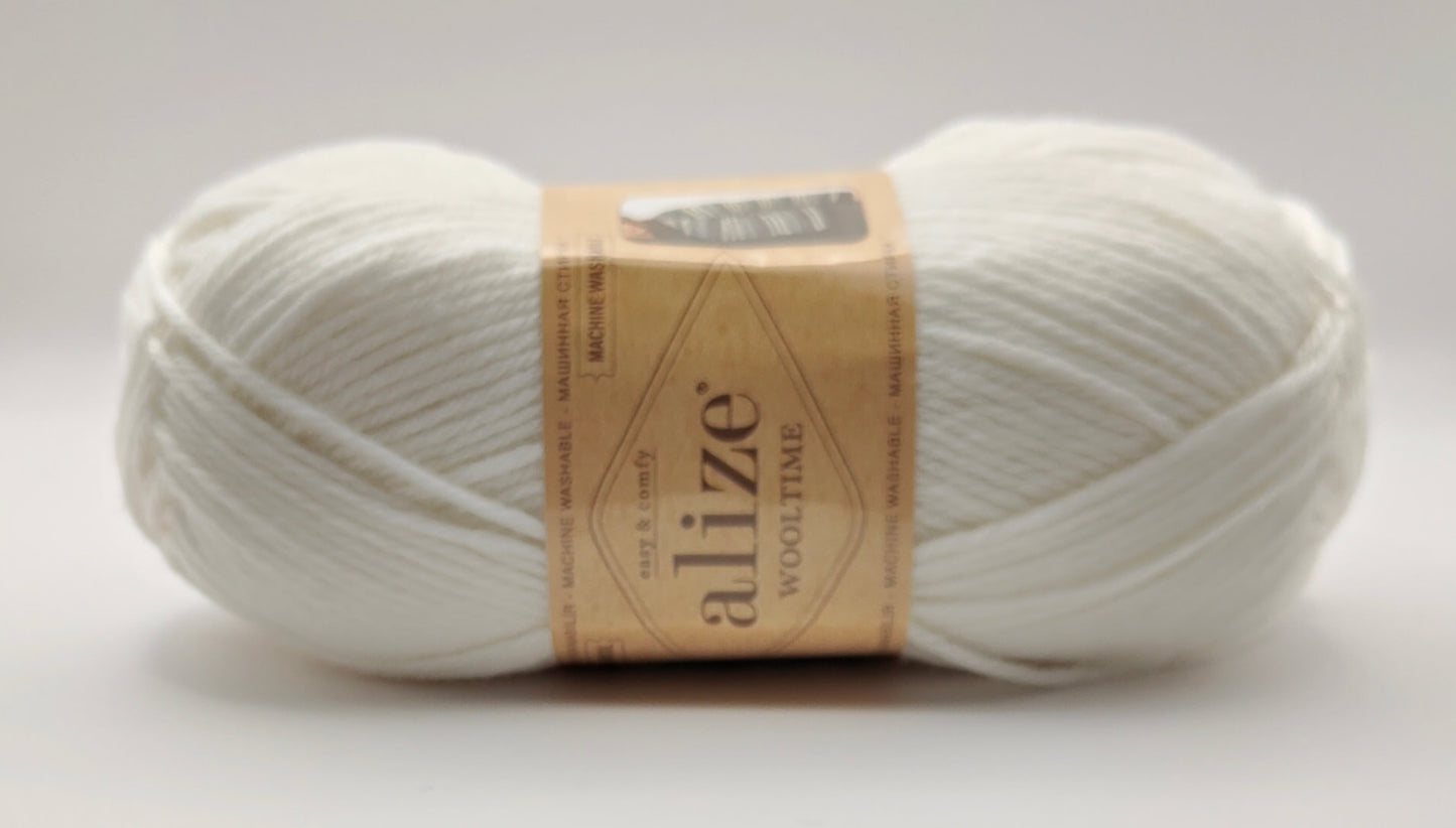 Alize Wooltime valkoinen neulelanka.