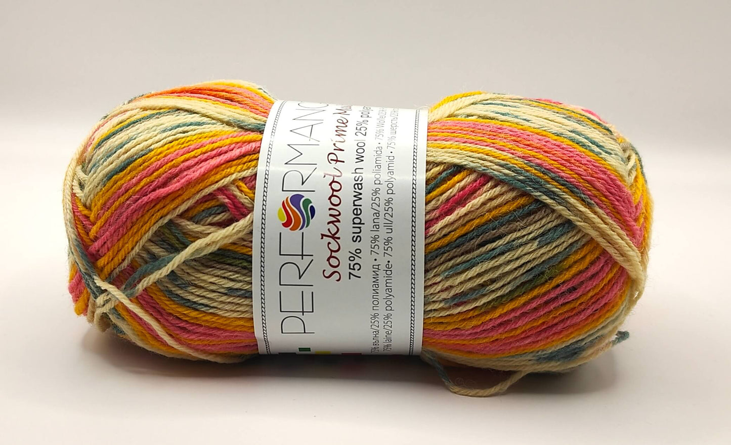 Sockwool prime multi keltavihreä 75% villa 25% polyamidi lankakerä