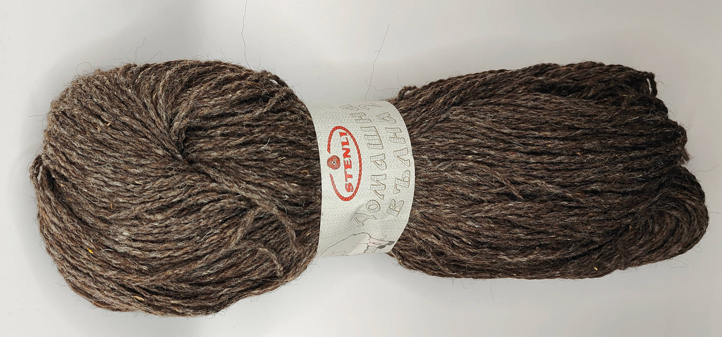 Stenli 100% luonnonvilla 2ply ruskea lanka.